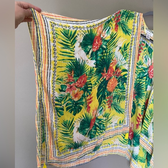 NINE WEST Bright Colorful Metallic Boho Floral Kimono Coverup With Tassles Sz OS - Picture 6 of 6